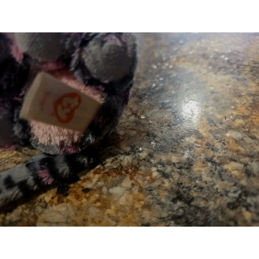 Lot Of 2! Ty Beanie Boos TASHA the Pink & Grey Leopard. Sparkly Eyes. 6&8